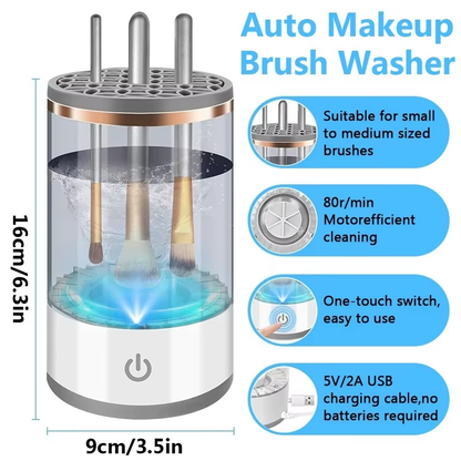 3 in 1 USB Plug Portable Electric Makeup Brush Cleaner with Rubber Makeup Machine for Deep Cleaning One Click Operation Suitable
