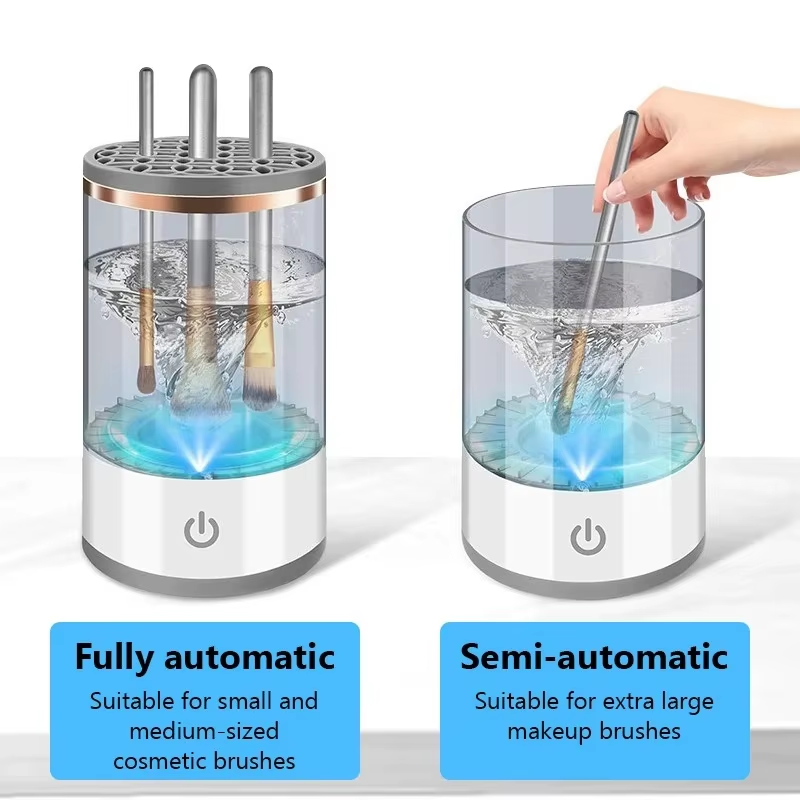 3 in 1 USB Plug Portable Electric Makeup Brush Cleaner with Rubber Makeup Machine for Deep Cleaning One Click Operation Suitable